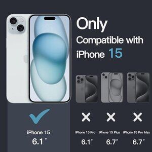 Case for iPhone 15 6.1-Inch, Non-Yellowing Shockproof Phone Bumper Cover, Anti-S